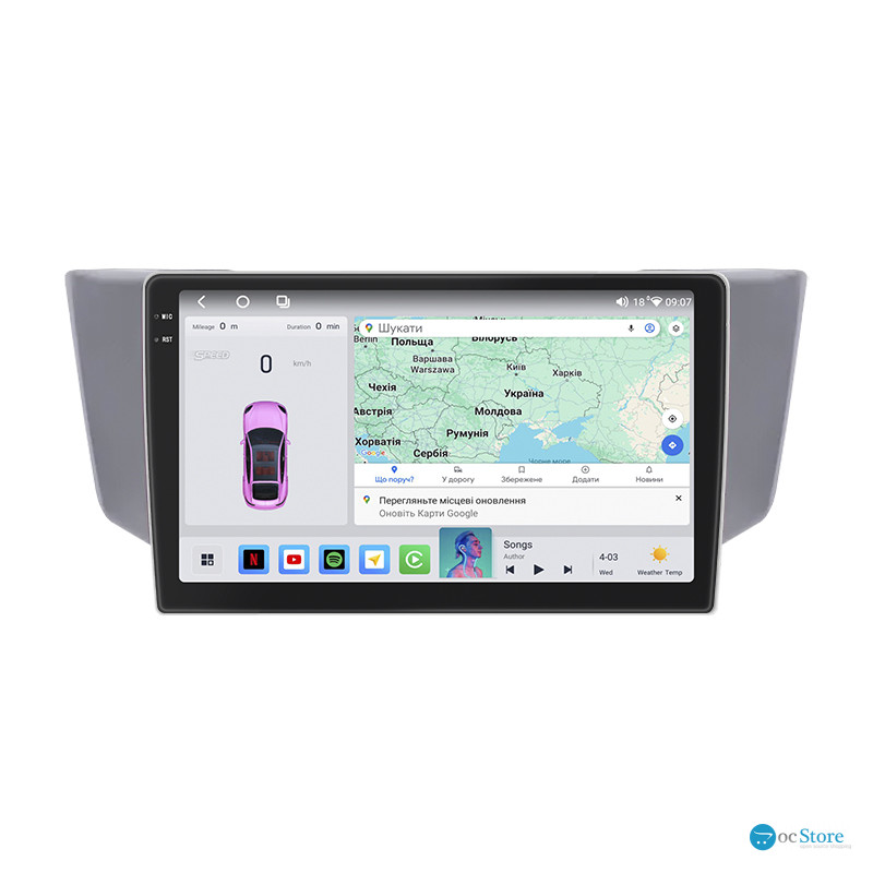 Штатная магнитола Lesko для Toyota Harrier II (XU30) 2003-2013 экран 9" 4/64 QLED CarPlay 4G Wi-Fi GPS 360 Prime