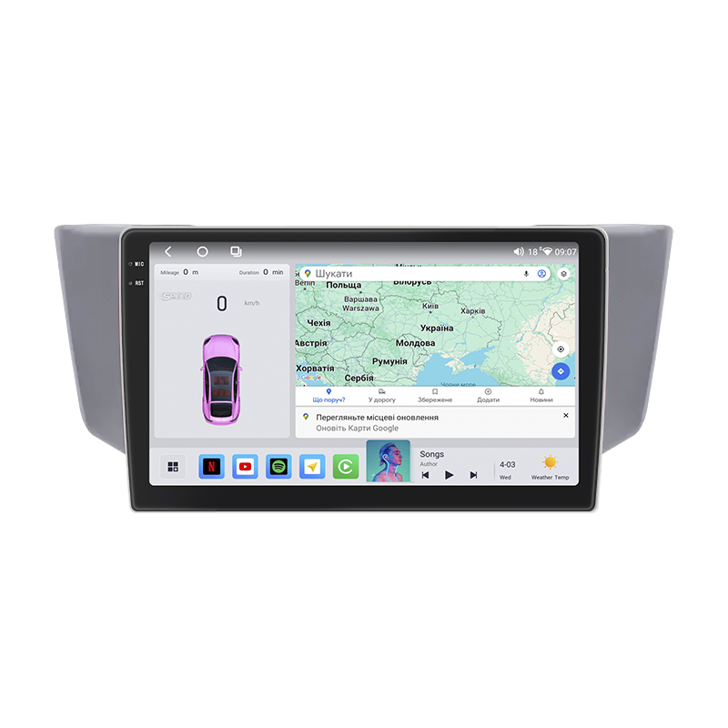 Штатная магнитола Lesko для Toyota Harrier II (XU30) 2003-2013 экран 9" 4/64 QLED CarPlay 4G Wi-Fi GPS 360 Prime