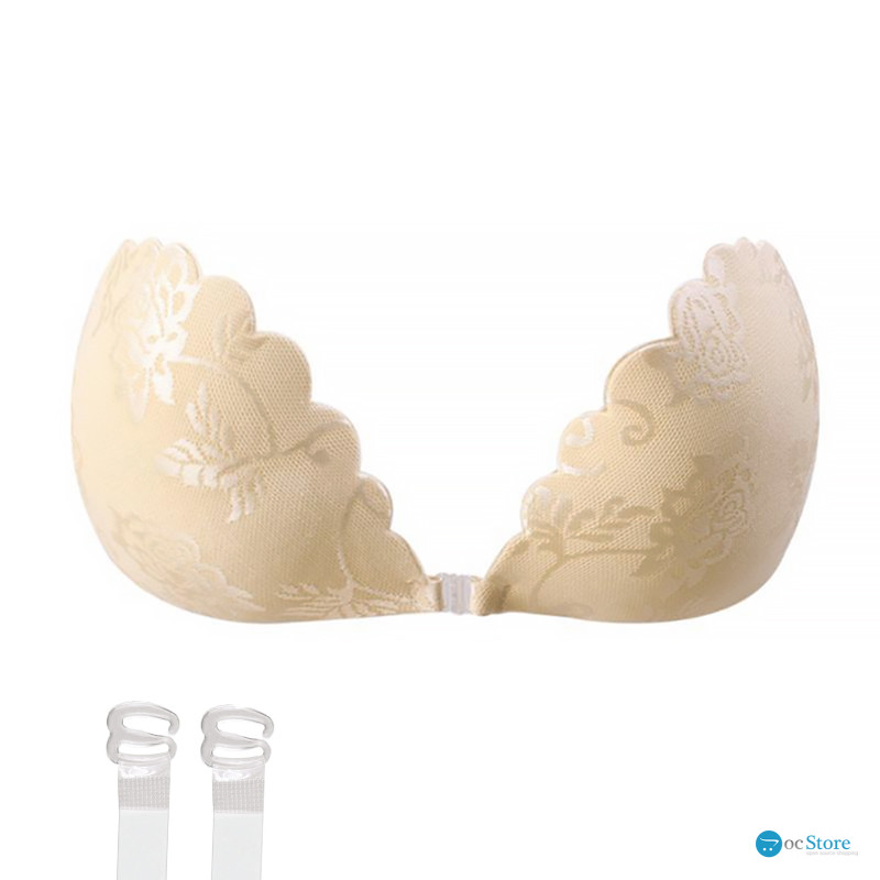 Бюстгальтер-невидимка Fly Bra G00D89 с эффектом Рush Up без бретелей кружевной лиф Бежевый D