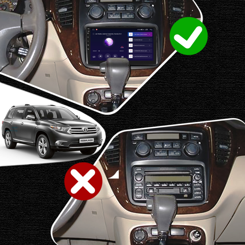 Штатная магнитола Lesko для Toyota Highlander I (U20) Рестайлинг 2003-2007 экран 9" 4/64Gb CarPlay 4G Wi-Fi GPS Prime