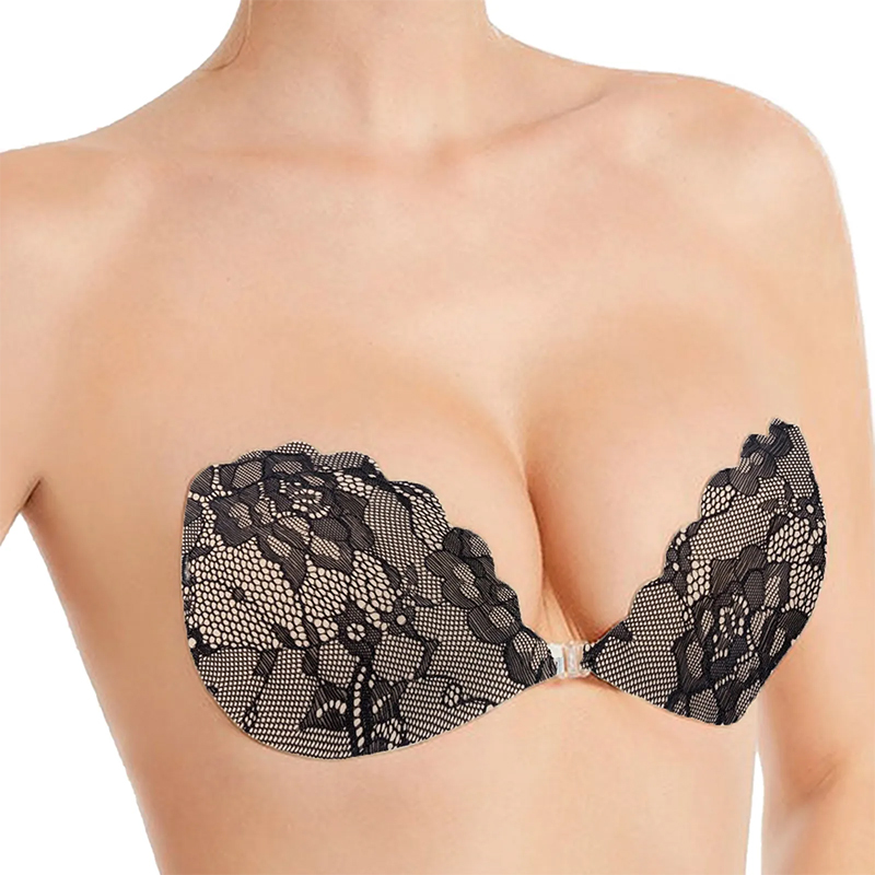 Бюстгальтер-невидимка Fly Bra G00D89 с эффектом Рush Up без бретелей кружевной лиф Черный D