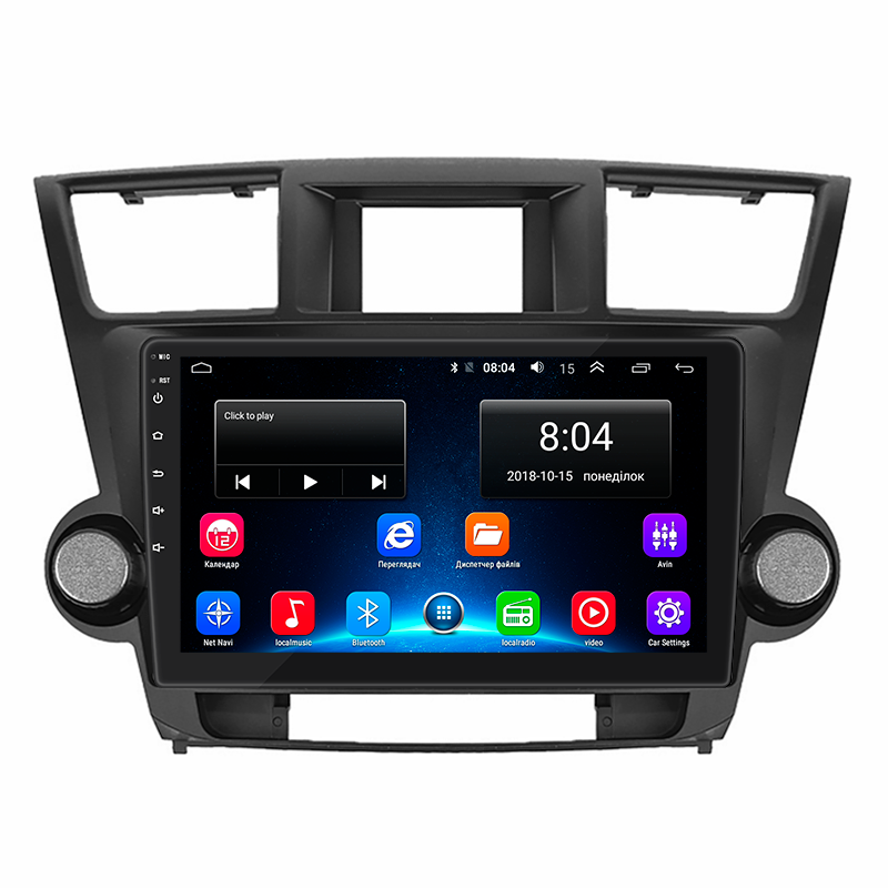 Штатная магнитола Lesko для Toyota Highlander II (U40) 2007-2010 экран 10" 2/32Gb Wi-Fi GPS Base