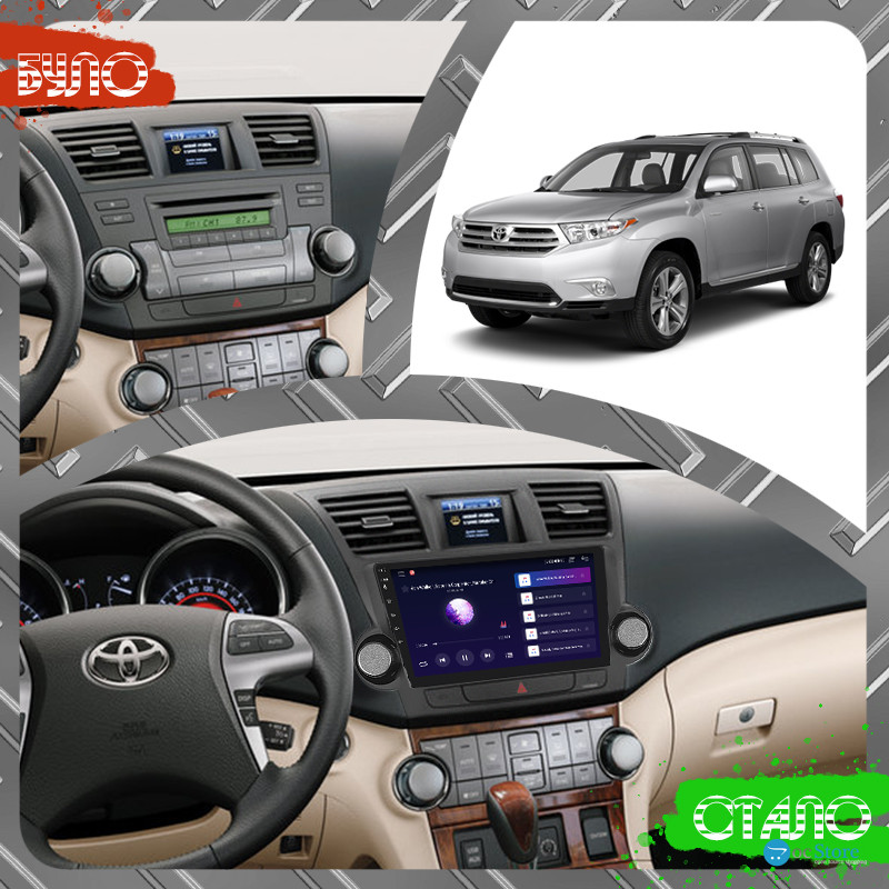 Штатная магнитола Lesko для Toyota Highlander II (U40) 2007-2010 экран 10" 4/64Gb CarPlay 4G Wi-Fi GPS Prime