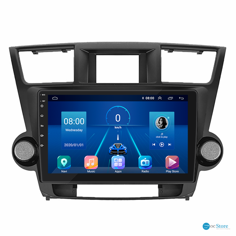 Штатная магнитола Lesko для Toyota Highlander II (U40) 2007-2010 экран 10" 4/64Gb 4G Wi-Fi GPS Top
