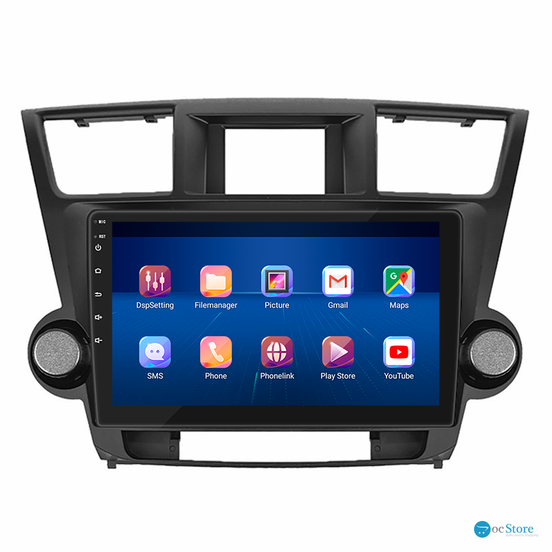 Штатная магнитола Lesko для Toyota Highlander II (U40) 2007-2010 экран 10" 4/64Gb 4G Wi-Fi GPS Top