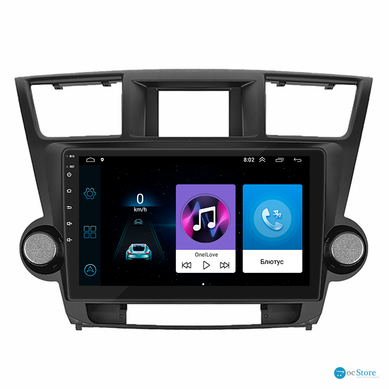 Штатная магнитола Lesko для Toyota Highlander II (U40) Рестайлинг 2010-2013 экран 10" 1/16Gb Wi-Fi GPS Base