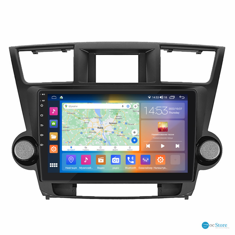 Штатная магнитола Lesko для Toyota Highlander II (U40) Рестайлинг 2010-2013 экран 10" 4/64Gb CarPlay 4G Wi-Fi GPS Prime