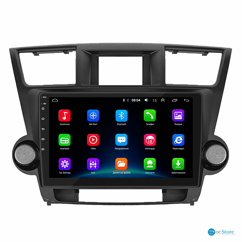 Штатная магнитола Lesko для Toyota Highlander II (U40) Рестайлинг 2010-2013 экран 10" 2/32Gb 4G Wi-Fi GPS Top