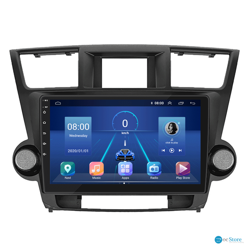 Штатная магнитола Lesko для Toyota Highlander II (U40) Рестайлинг 2010-2013 экран 10" 4/64Gb 4G Wi-Fi GPS Top