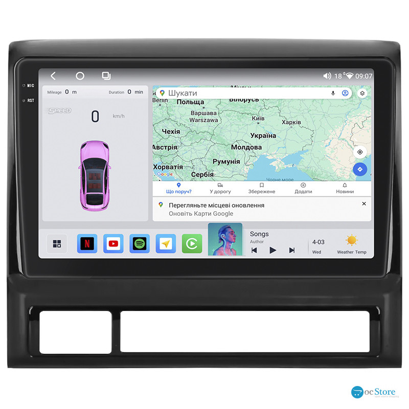 Штатная магнитола Lesko для Toyota Hilux VII 2004-2011 экран 9" 4/64 QLED CarPlay 4G Wi-Fi GPS 360 Prime