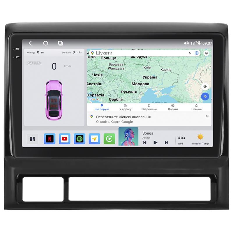 Штатная магнитола Lesko для Toyota Hilux VII 2004-2011 экран 9" 4/64 QLED CarPlay 4G Wi-Fi GPS 360 Prime