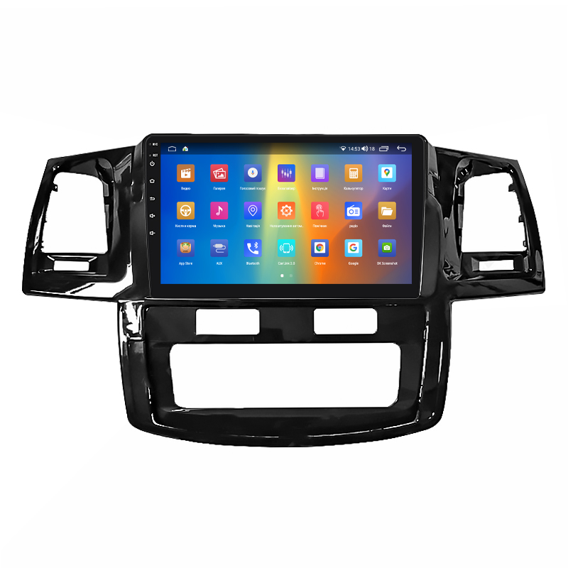 Штатная магнитола Lesko для Toyota Hilux VII Рестайлинг 2011-2015 экран 9" 4/64Gb CarPlay 4G Wi-Fi GPS Prime