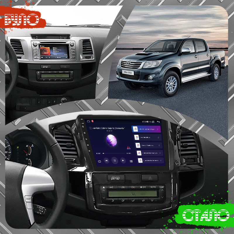 Штатная магнитола Lesko для Toyota Hilux VII Рестайлинг 2011-2015 экран 9" 4/64Gb CarPlay 4G Wi-Fi GPS Prime