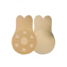 Наклейки на грудь TR-1 с ушками для подтягивания груди многоразовые силиконовые Бежевые 9,5 см