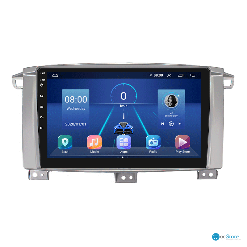 Штатная магнитола Lesko для Toyota Land Cruiser 100 Series Рестайлинг 1 2002-2005 экран 9" 2/32Gb 4G Wi-Fi GPS Top
