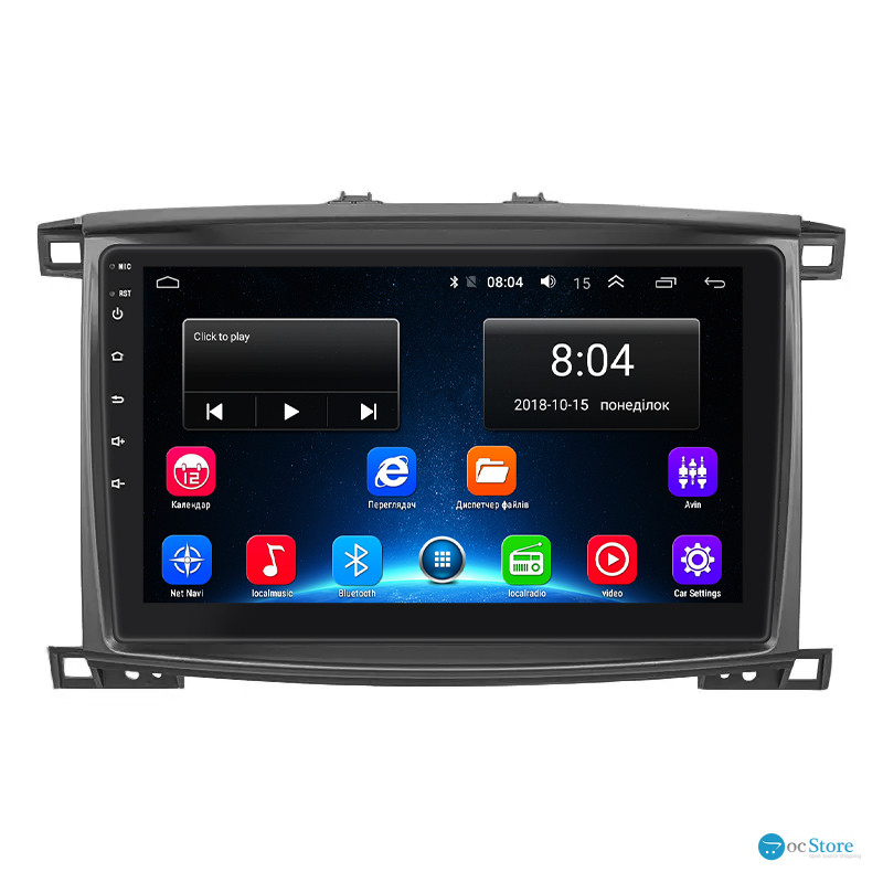 Штатная магнитола Lesko для Toyota Land Cruiser 100 Series Рестайлинг 2 2005-2007 экран 10" 2/32Gb Wi-Fi GPS Base