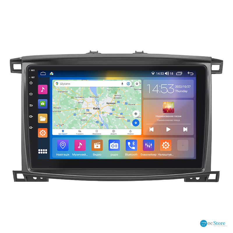 Штатная магнитола Lesko для Toyota Land Cruiser 100 Series Рестайлинг 2 2005-2007 экран 10" 2/32Gb CarPlay 4G Wi-Fi GPS Prime
