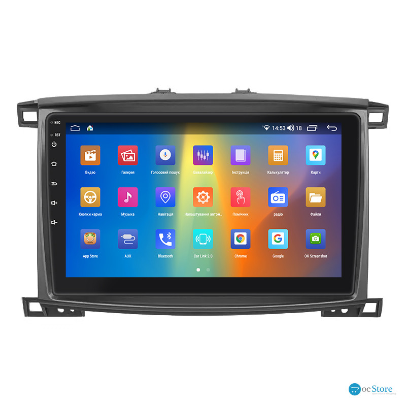 Штатная магнитола Lesko для Toyota Land Cruiser 100 Series Рестайлинг 2 2005-2007 экран 10" 2/32Gb CarPlay 4G Wi-Fi GPS Prime