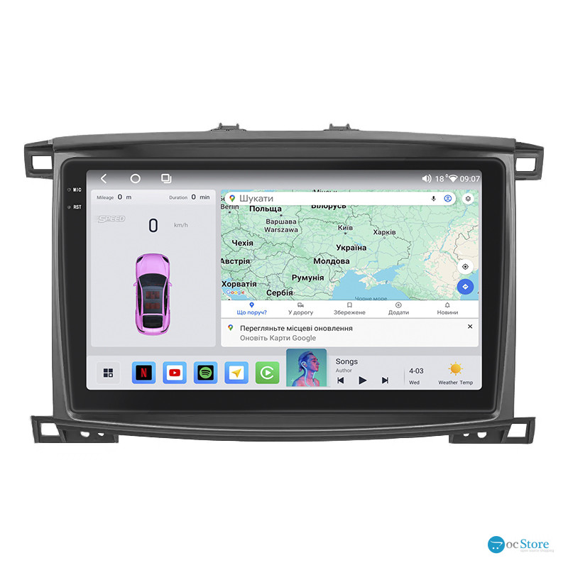 Штатная магнитола Lesko для Toyota Land Cruiser 100 Series Рестайлинг 2 2005-2007 экран 10" 4/64 QLED CarPlay 4G Wi-Fi GPS 360 Prime