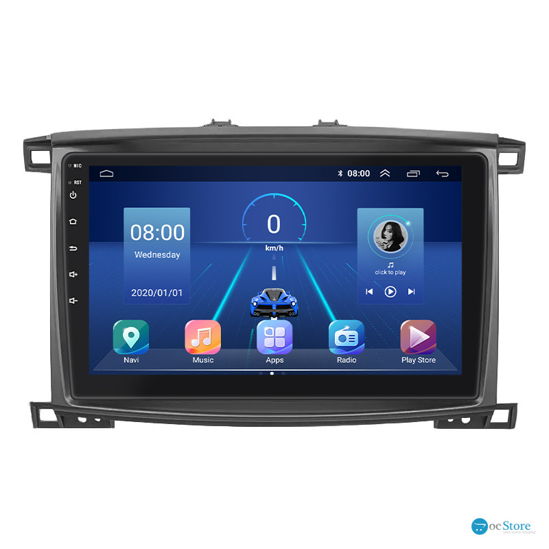 Штатная магнитола Lesko для Toyota Land Cruiser 100 Series Рестайлинг 2 2005-2007 экран 10" 2/32Gb 4G Wi-Fi GPS Top