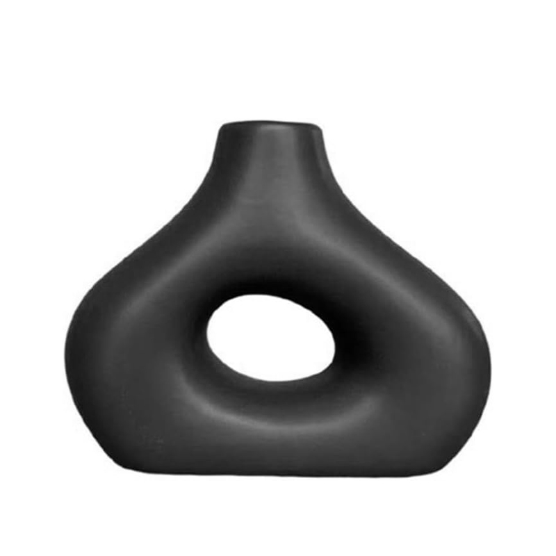 Ваза для цветов Фигурная керамическа в скандинавском стиле 16*14*3 см Black