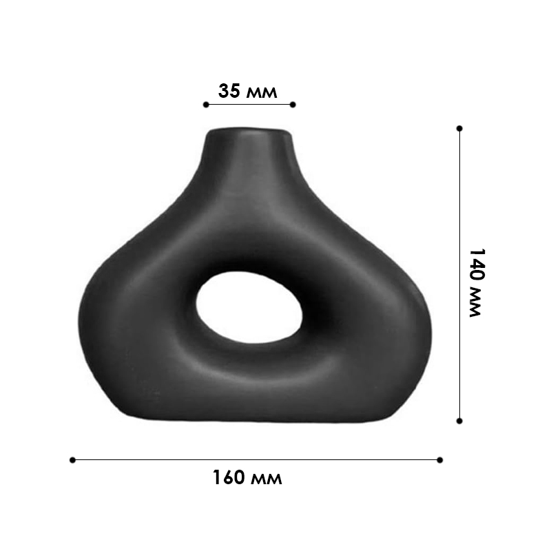 Ваза для цветов Фигурная керамическа в скандинавском стиле 16*14*3 см Black