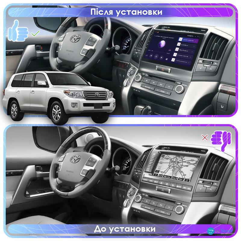 Штатная магнитола Lesko для Toyota Land Cruiser 200 Series Рестайлинг 1 2012-2015 экран 10" 1/16Gb Wi-Fi GPS Base