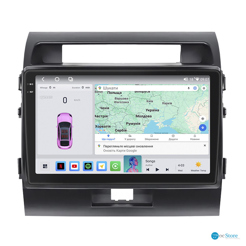 Штатная магнитола Lesko для Toyota Land Cruiser 200 Series Рестайлинг 1 2012-2015 экран 10" 4/64 QLED CarPlay 4G Wi-Fi GPS 360 Prime