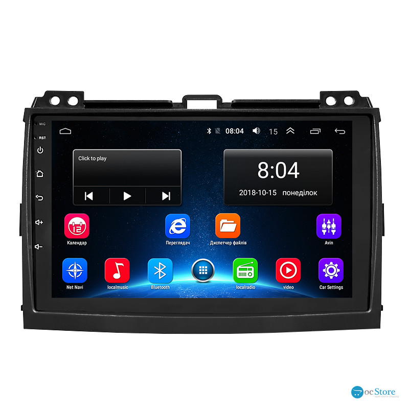 Штатная магнитола Lesko для Toyota Land Cruiser Prado 120 Series Рестайлинг 2007-2009 экран 9" 2/32Gb Wi-Fi GPS Base
