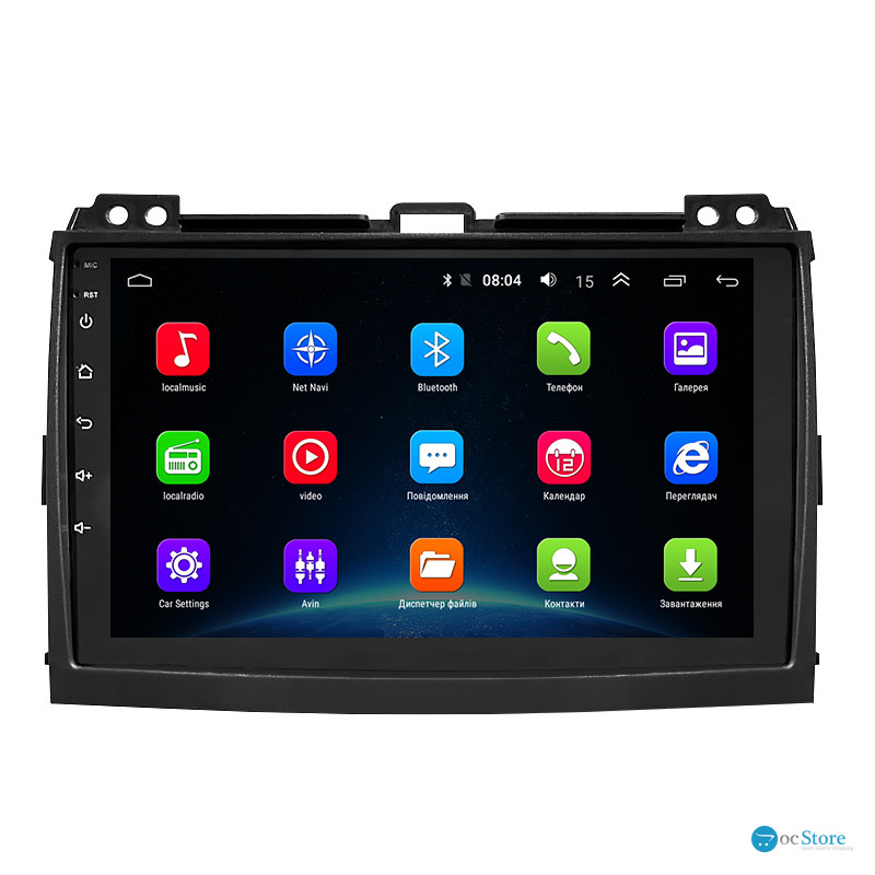 Штатная магнитола Lesko для Toyota Land Cruiser Prado 120 Series Рестайлинг 2007-2009 экран 9" 2/32Gb Wi-Fi GPS Base
