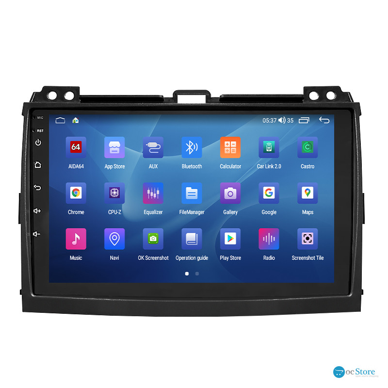 Штатная магнитола Lesko для Toyota Land Cruiser Prado 120 Series Рестайлинг 2007-2009 экран 9" 2/32Gb CarPlay 4G Wi-Fi GPS Prime