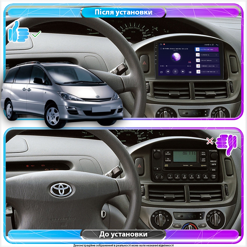 Штатная магнитола Lesko для Toyota Previa II (XR30, XR40) 2000-2006 экран 9" 4/64Gb CarPlay 4G Wi-Fi GPS Prime