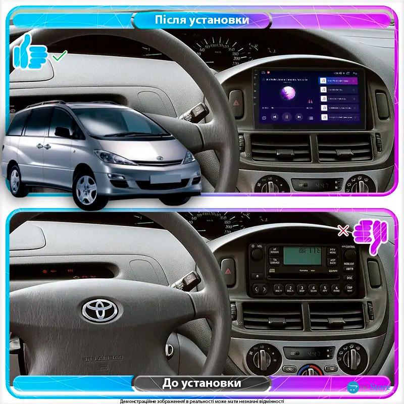 Штатная магнитола Lesko для Toyota Previa II (XR30, XR40) 2000-2006 экран 9" 6/128Gb 4G Wi-Fi GPS Top