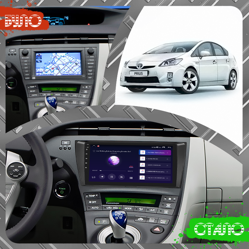 Штатная магнитола Lesko для Toyota Prius III Рестайлинг (XW30) 2011-2015 экран 9" 2/32Gb CarPlay 4G Wi-Fi GPS Prime