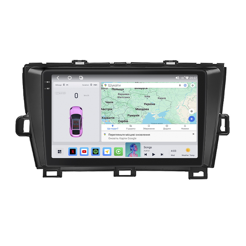 Штатная магнитола Lesko для Toyota Prius III Рестайлинг (XW30) 2011-2015 экран 9" 4/64 QLED CarPlay 4G Wi-Fi GPS 360 Prime