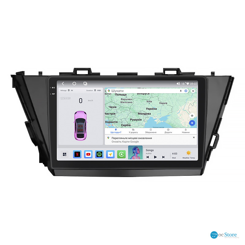 Штатная магнитола Lesko для Toyota Prius v (+) I Рестайлинг (ZVW40/41) 2014-2021 экран 9" 4/64 QLED CarPlay 4G Wi-Fi GPS 360 Prime