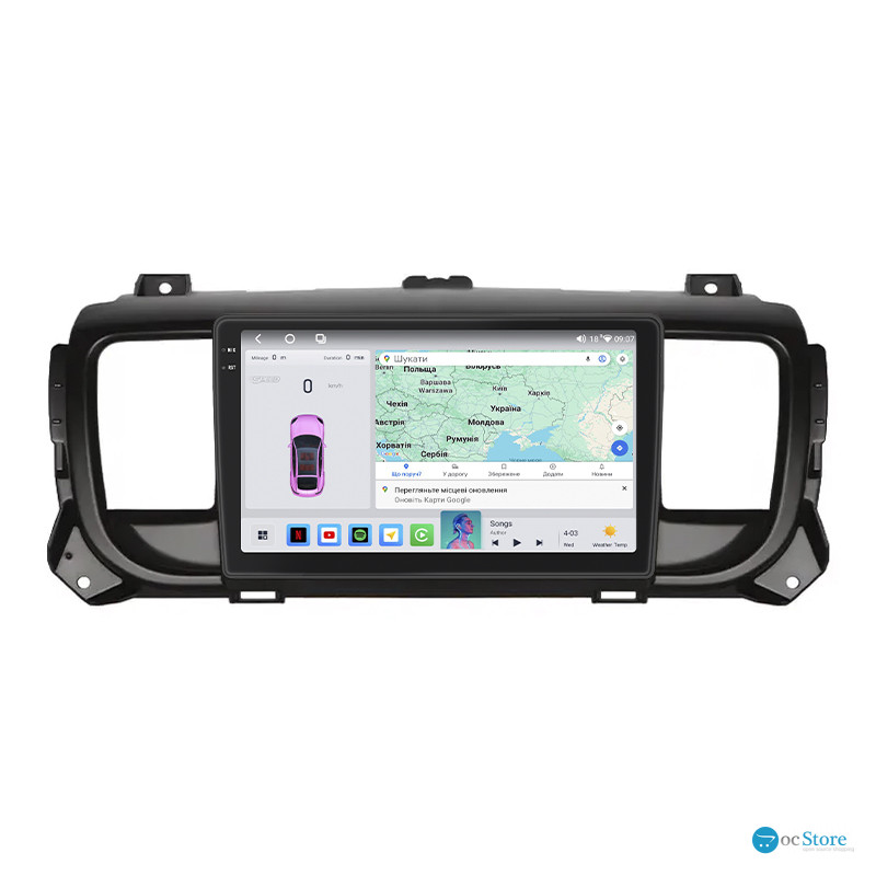 Штатная магнитола Lesko для Toyota ProAce II 2016-н.в. экран 9" 4/64 QLED CarPlay 4G Wi-Fi GPS 360 Prime