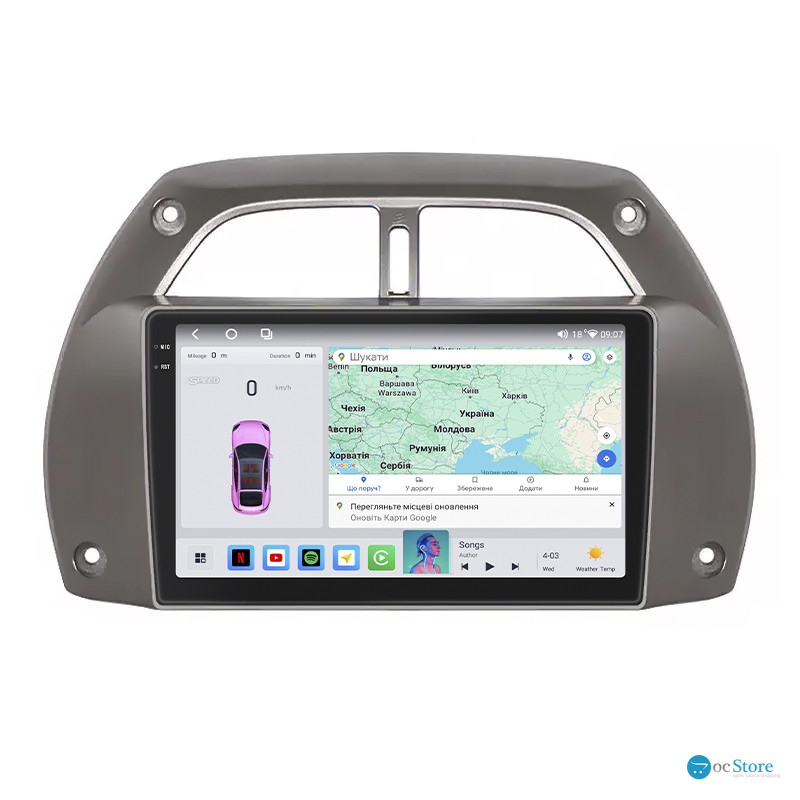 Штатная магнитола Lesko для Toyota RAV4 II (XA20) 2000-2003 экран 9" 4/64 QLED CarPlay 4G Wi-Fi GPS 360 Prime
