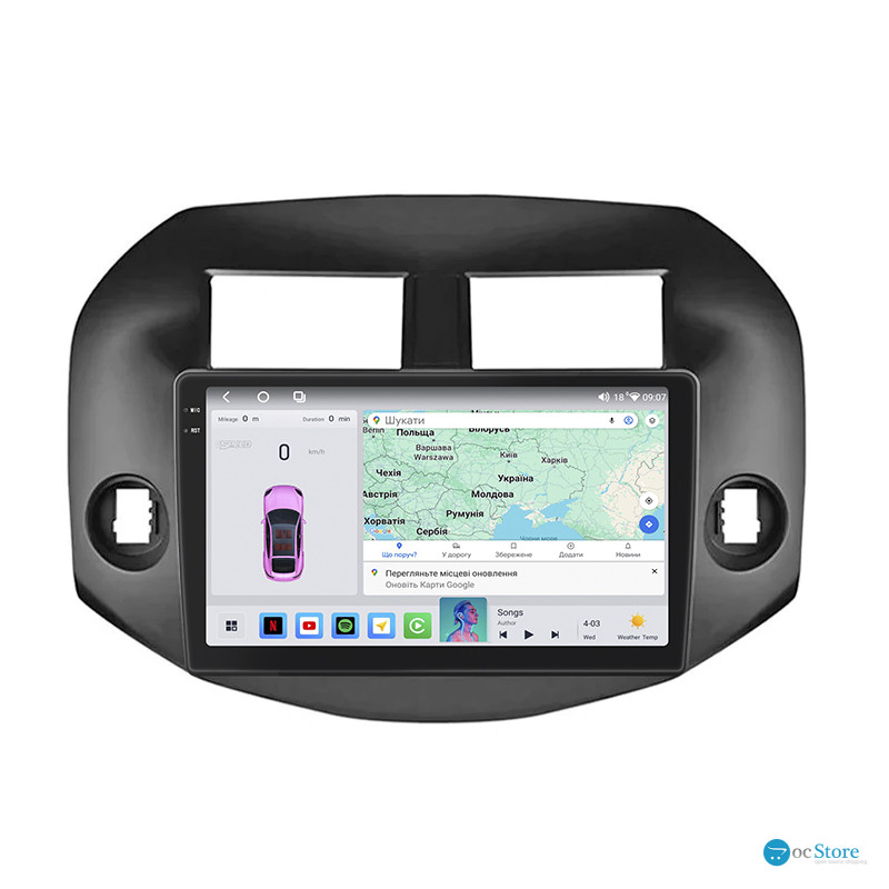 Штатная магнитола Lesko для Toyota RAV4 III (XA30) 2005-2010 экран 10" 4/64 QLED CarPlay 4G Wi-Fi GPS 360 Prime