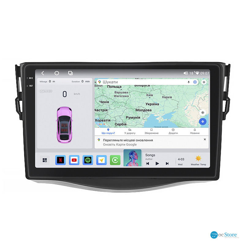 Штатная магнитола Lesko для Toyota RAV4 III (XA30) Рестайлинг 2010-2016 экран 9" 4/64 QLED CarPlay 4G Wi-Fi GPS 360 Prime