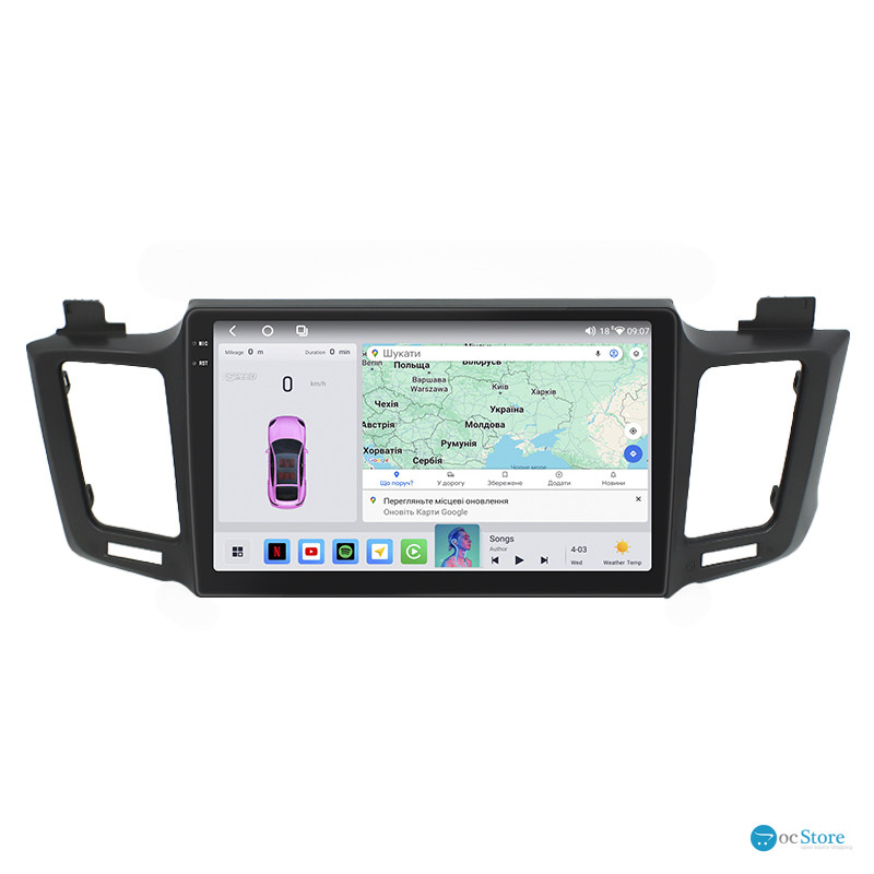 Штатная магнитола Lesko для Toyota RAV4 IV (CA40) 2012-2015 экран 10" 4/64 QLED CarPlay 4G Wi-Fi GPS 360 Prime