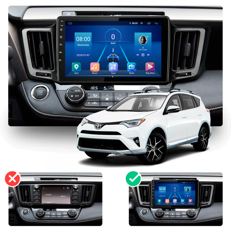 Штатная магнитола Lesko для Toyota RAV4 IV (CA40) 2012-2015 экран 10" 6/128Gb 4G Wi-Fi GPS Top