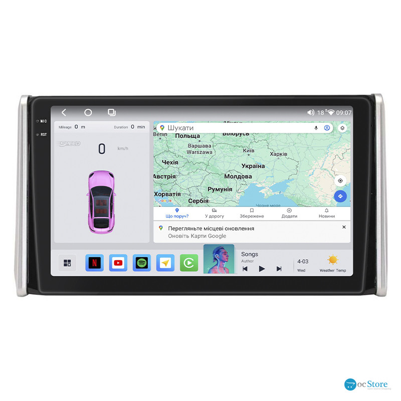 Штатная магнитола Lesko для Toyota RAV4 V (XA50) 2018-н.в. экран 10" 4/64 QLED CarPlay 4G Wi-Fi GPS 360 Prime