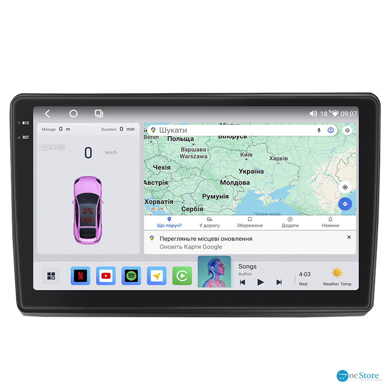 Штатная магнитола Lesko для Toyota Sienna II 2003-2005 экран 9" 4/64 QLED CarPlay 4G Wi-Fi GPS 360 Prime