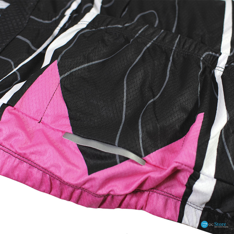 Вело костюм женский Siilenyond SW-CT-057 Полосы длинный рукав штаны Black Pink 3XL