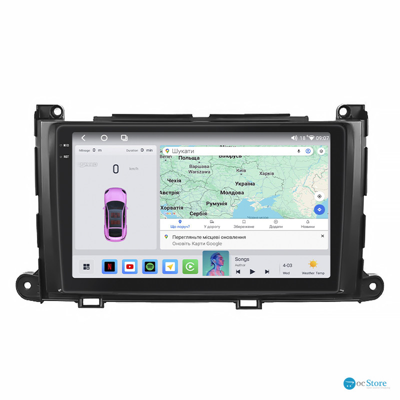 Штатная магнитола Lesko для Toyota Sienna III 2010-2014 экран 9" 4/64 QLED CarPlay 4G Wi-Fi GPS 360 Prime