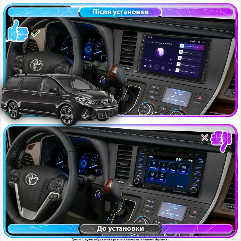 Штатная магнитола Lesko для Toyota Sienna III Рестайлинг 2 2017-2020 экран 9" 4/64Gb 4G Wi-Fi GPS Top