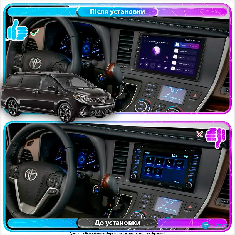 Штатная магнитола Lesko для Toyota Sienna III Рестайлинг 2 2017-2020 экран 9" 6/128Gb 4G Wi-Fi GPS Top