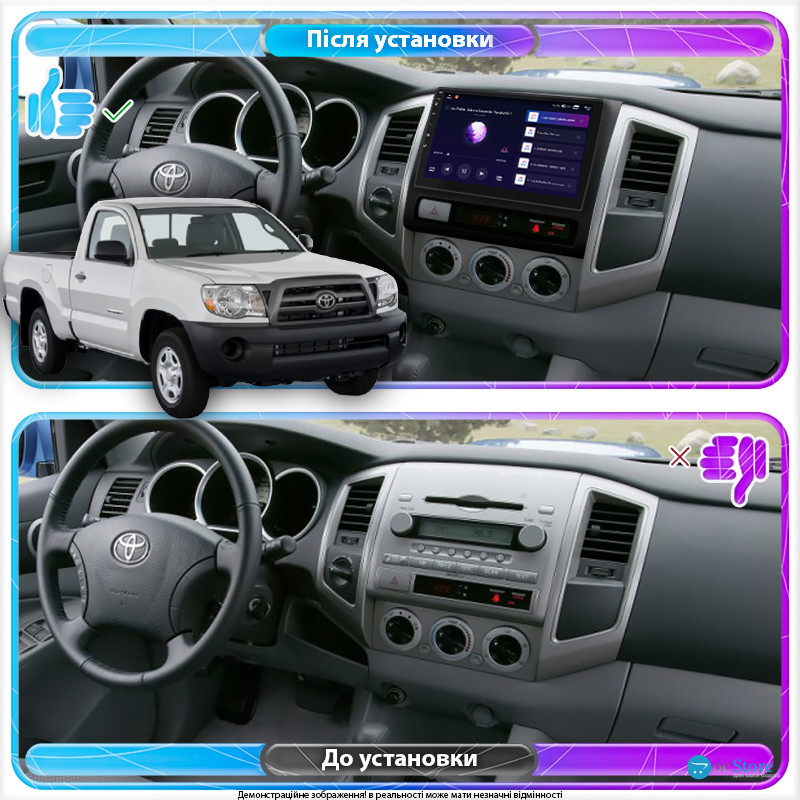 Штатная магнитола Lesko для Toyota Tacoma II 2004-2011 экран 9" 2/32Gb CarPlay 4G Wi-Fi GPS Prime