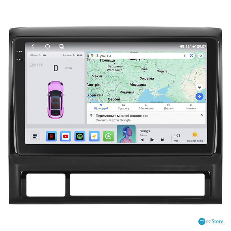 Штатная магнитола Lesko для Toyota Tacoma II 2004-2011 экран 9" 4/64 QLED CarPlay 4G Wi-Fi GPS 360 Prime